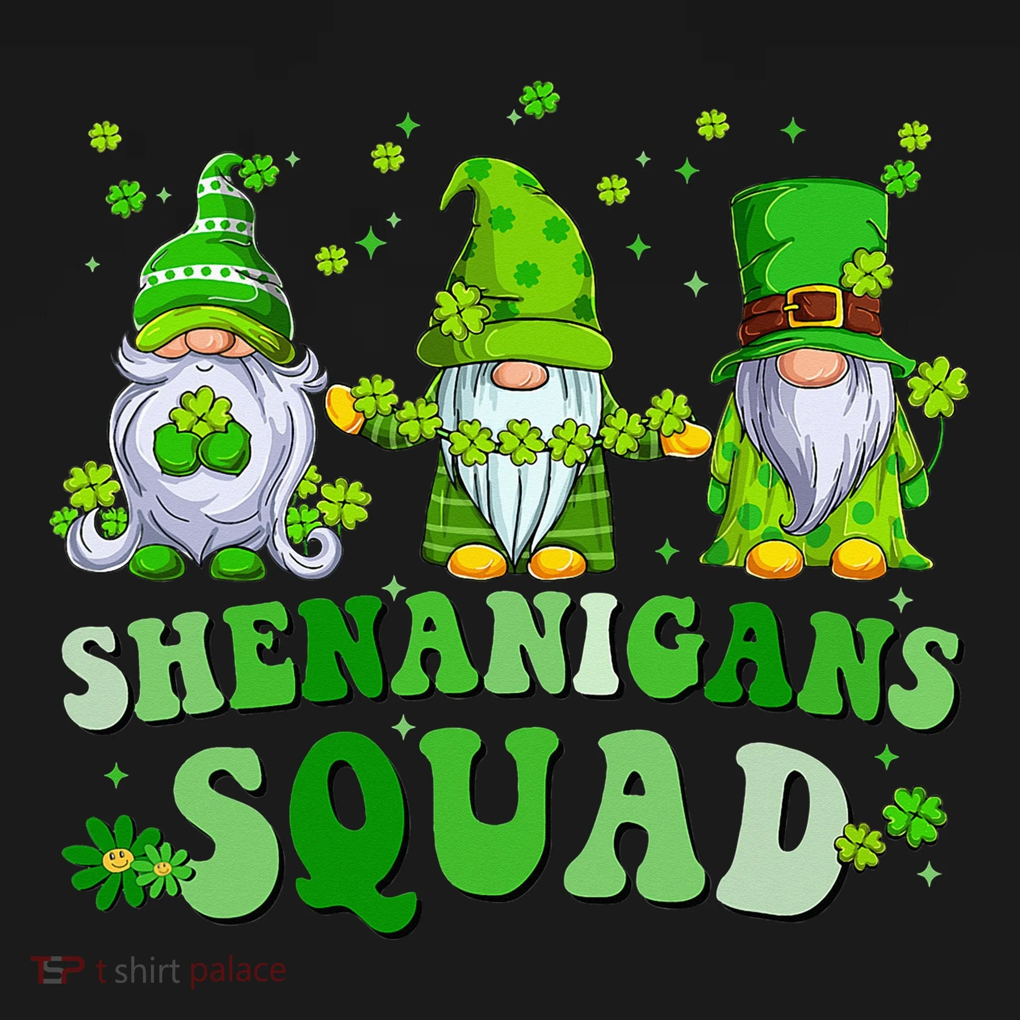 Shenanigans Squad St Patrick's Day Gnomes Groovy Doggie Tank