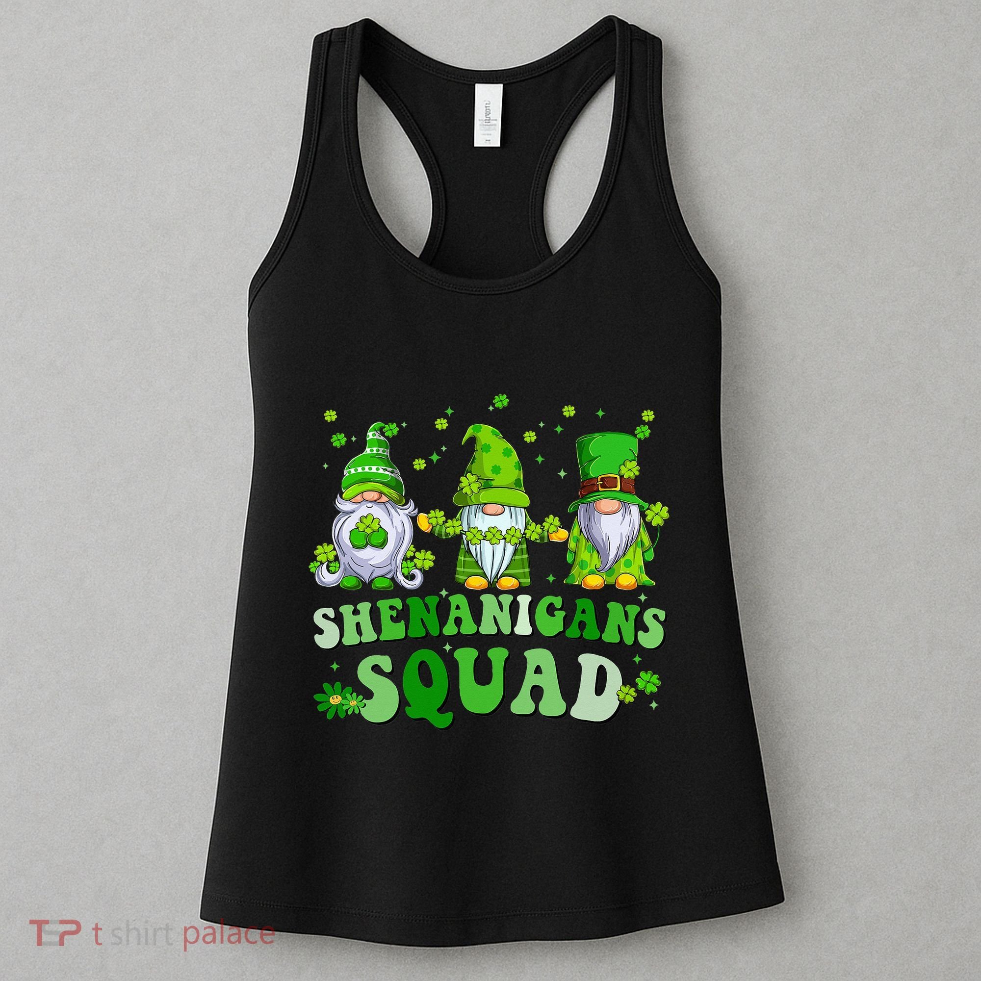 Shenanigans Squad St Patrick's Day Gnomes Groovy Women's Tank Top