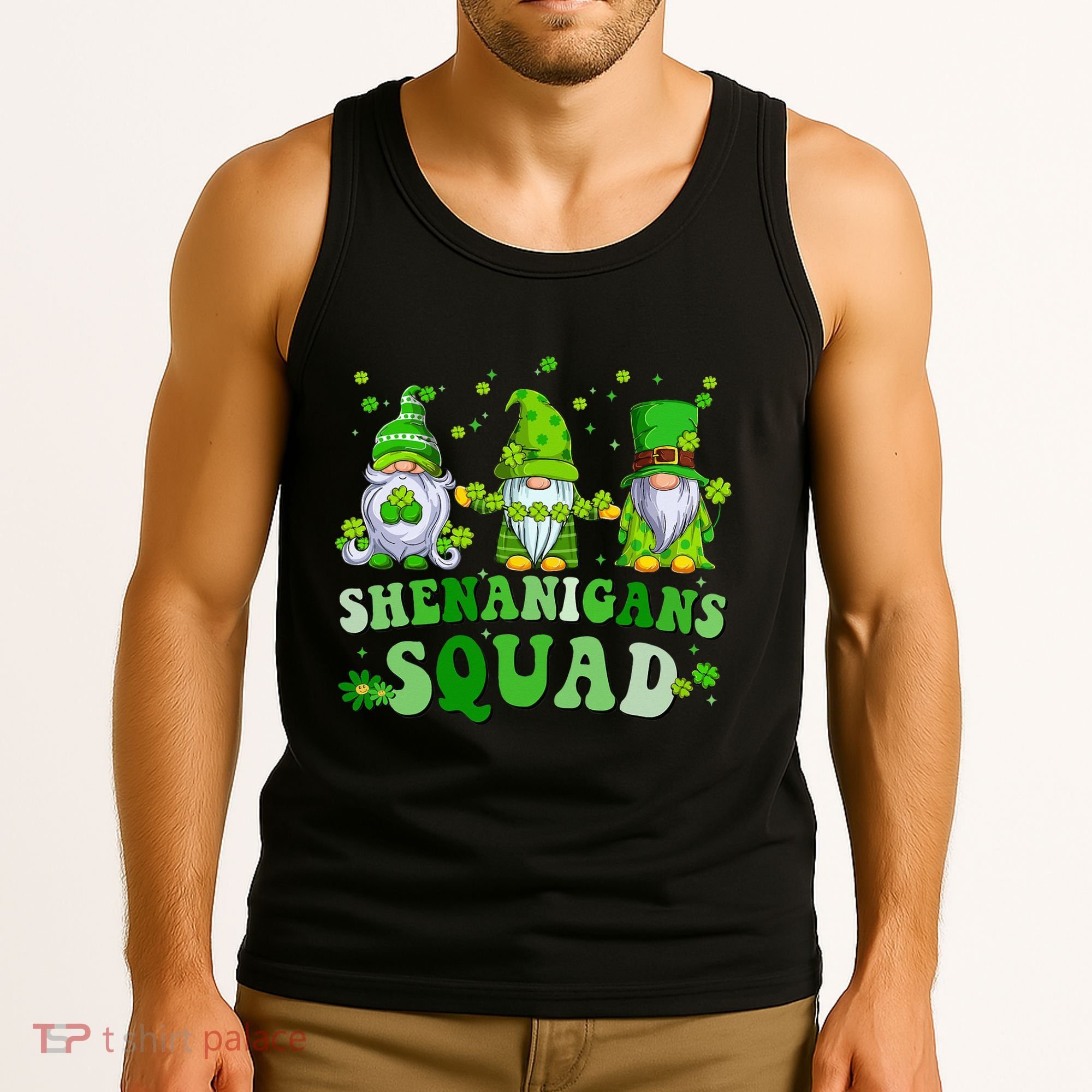 Shenanigans Squad St Patrick's Day Gnomes Groovy Tank Top