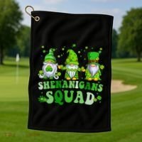 Shenanigans Squad St Patrick's Day Gnomes Groovy Golf Towel thumb 1