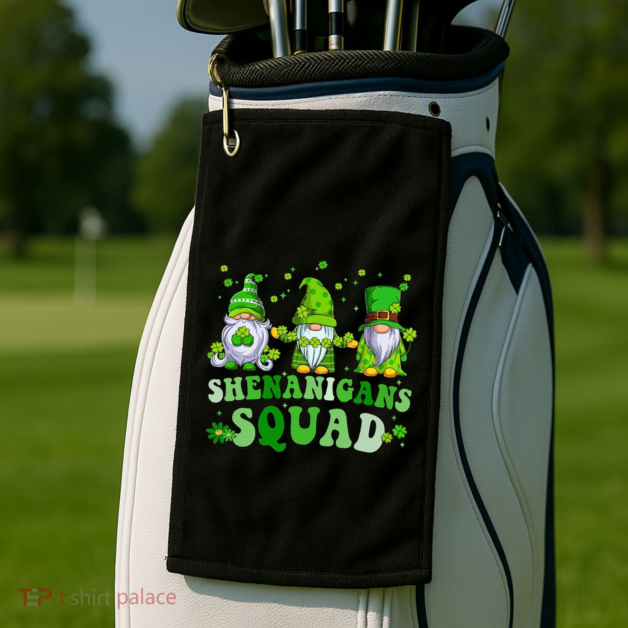 Shenanigans Squad St Patrick's Day Gnomes Groovy Golf Towel