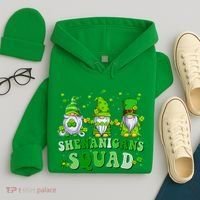 Shenanigans Squad St Patrick's Day Gnomes Groovy Hoodie thumb 4