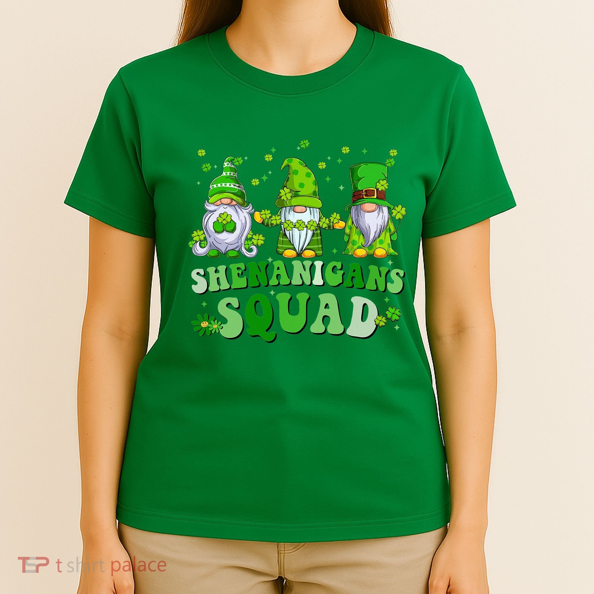 Shenanigans Squad St Patrick's Day Gnomes Groovy T-Shirt