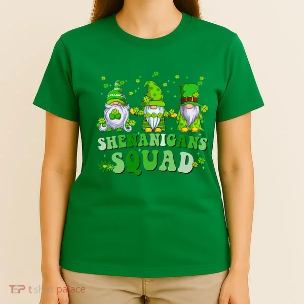 Shenanigans Squad St Patrick's Day Gnomes Groovy T-Shirt