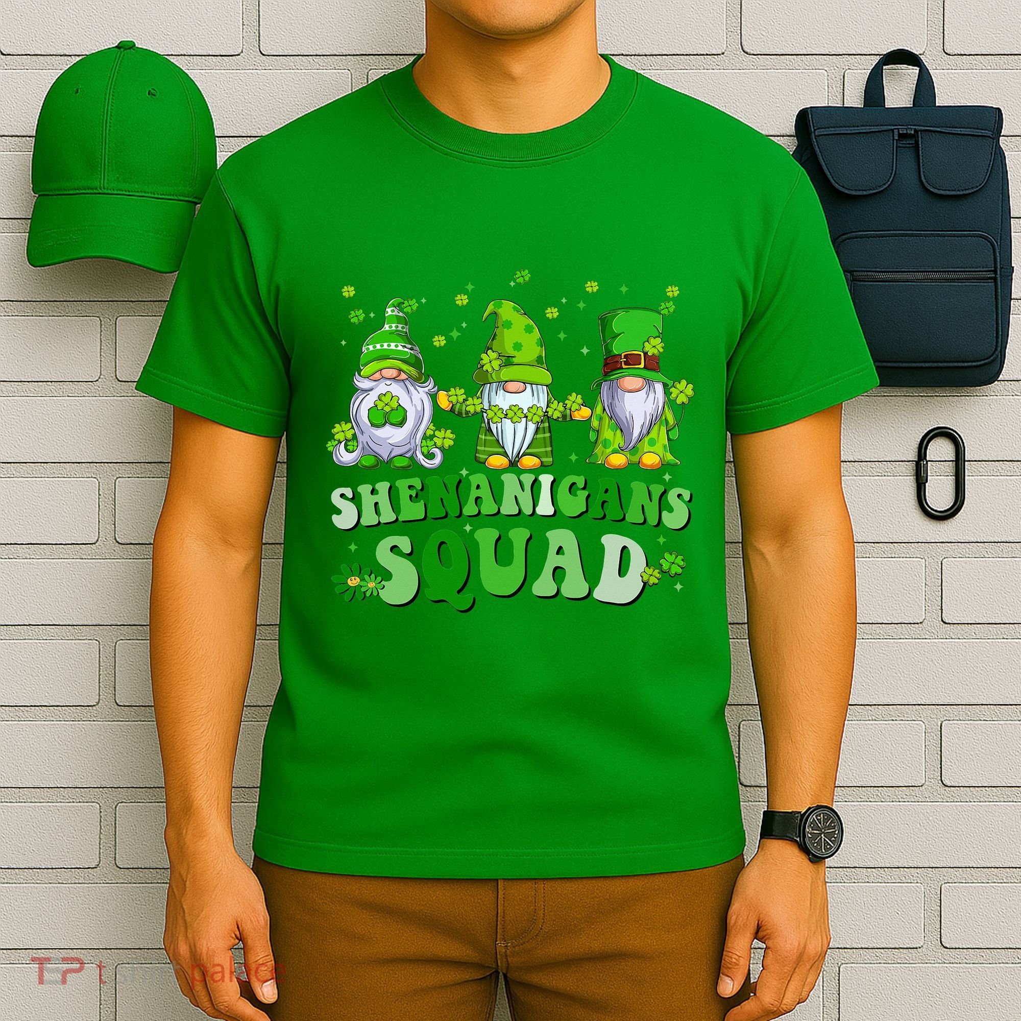 Shenanigans Squad St Patrick's Day Gnomes Groovy T-Shirt