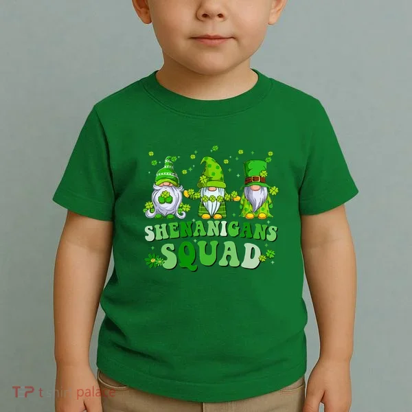Shenanigans Squad St Patrick's Day Gnomes Groovy Toddler T-Shirt