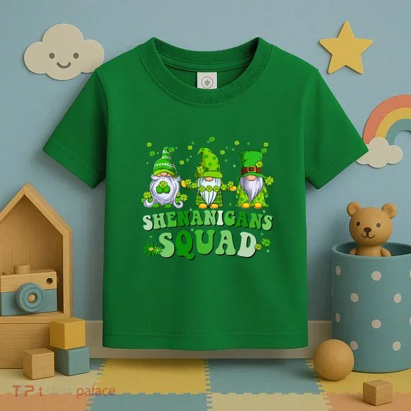 Shenanigans Squad St Patrick's Day Gnomes Groovy Toddler T-Shirt