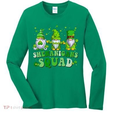 Shenanigans Squad St Patrick's Day Gnomes Groovy Women's Long Sleeve Shirt