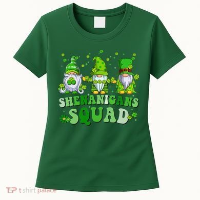 Shenanigans Squad St Patrick's Day Gnomes Groovy Women's T-Shirt