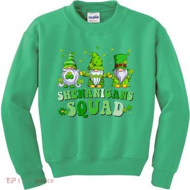Shenanigans Squad St Patrick's Day Gnomes Groovy Kids Sweatshirt