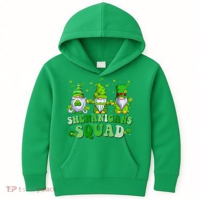 Shenanigans Squad St Patrick's Day Gnomes Groovy Kids Hoodie