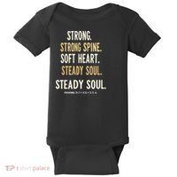 Strong Spine Soft Heart Steady Soul Bible Verse Baby Bodysuit thumb 0