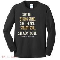 Strong Spine Soft Heart Steady Soul Bible Verse Kids Long Sleeve Shirt thumb 0