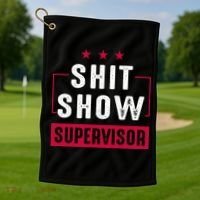 Shit Show Supervisor Funny Mom Boss Manager Teacher Gift Golf Towel thumb 1