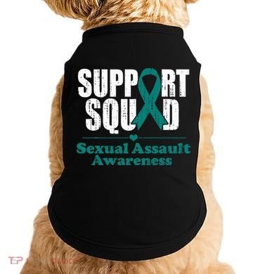 Support Squad Sexual Assault Awareness Month Teal Ribbon Doggie Tank