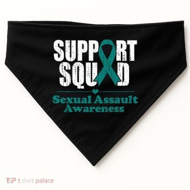 Support Squad Sexual Assault Awareness Month Teal Ribbon USA-Made Doggie Bandana