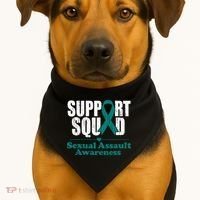 Support Squad Sexual Assault Awareness Month Teal Ribbon USA-Made Doggie Bandana thumb 1