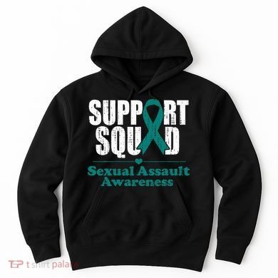 Support Squad Sexual Assault Awareness Month Teal Ribbon Hoodie