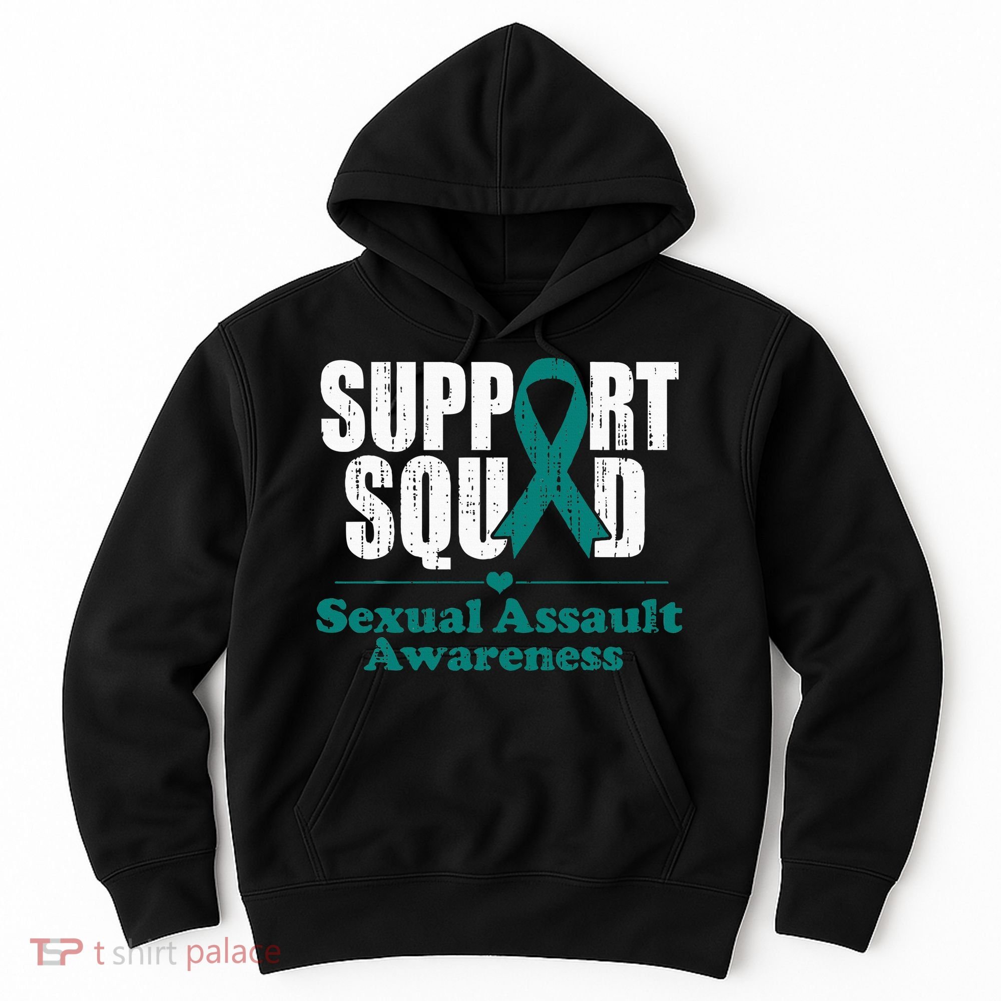 Support Squad Sexual Assault Awareness Month Teal Ribbon Hoodie