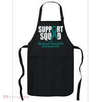 Support Squad Sexual Assault Awareness Month Teal Ribbon Apron thumb 0
