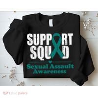 Support Squad Sexual Assault Awareness Month Teal Ribbon Sweatshirt thumb 2