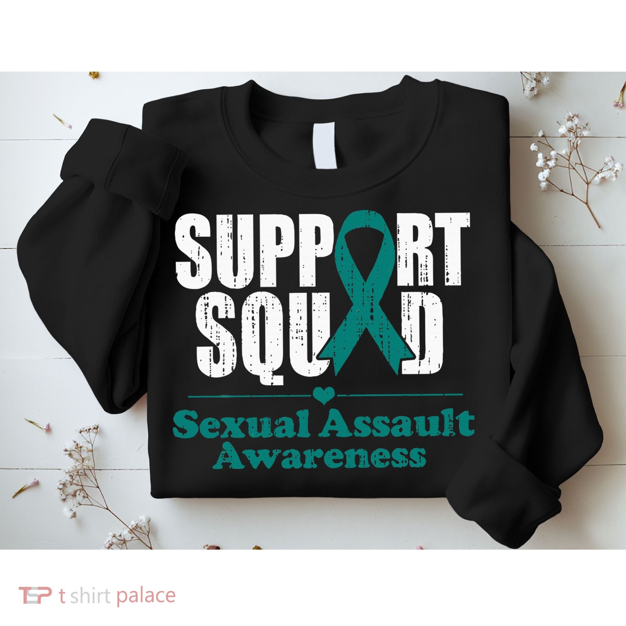 Support Squad Sexual Assault Awareness Month Teal Ribbon Sweatshirt