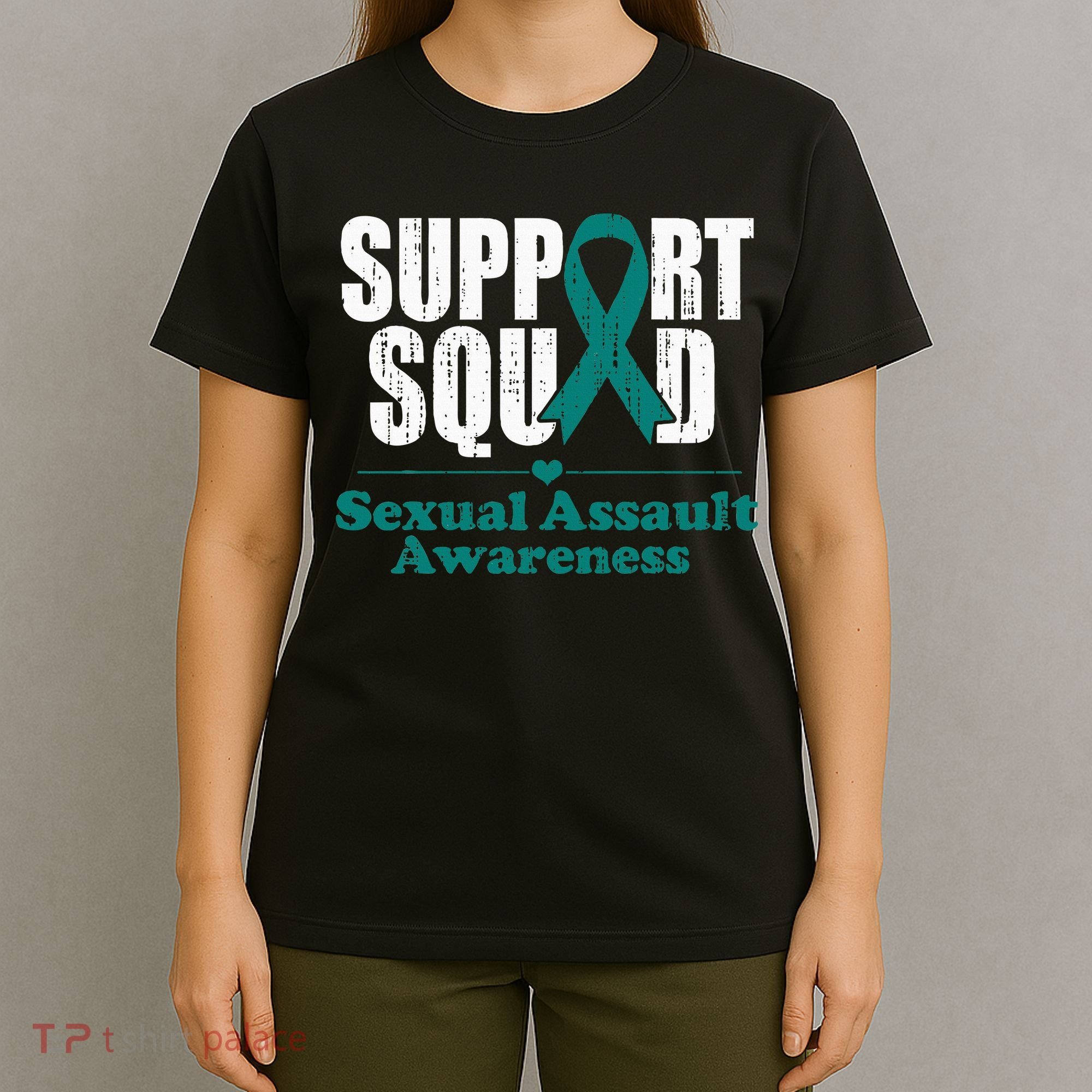 Support Squad Sexual Assault Awareness Month Teal Ribbon T-Shirt