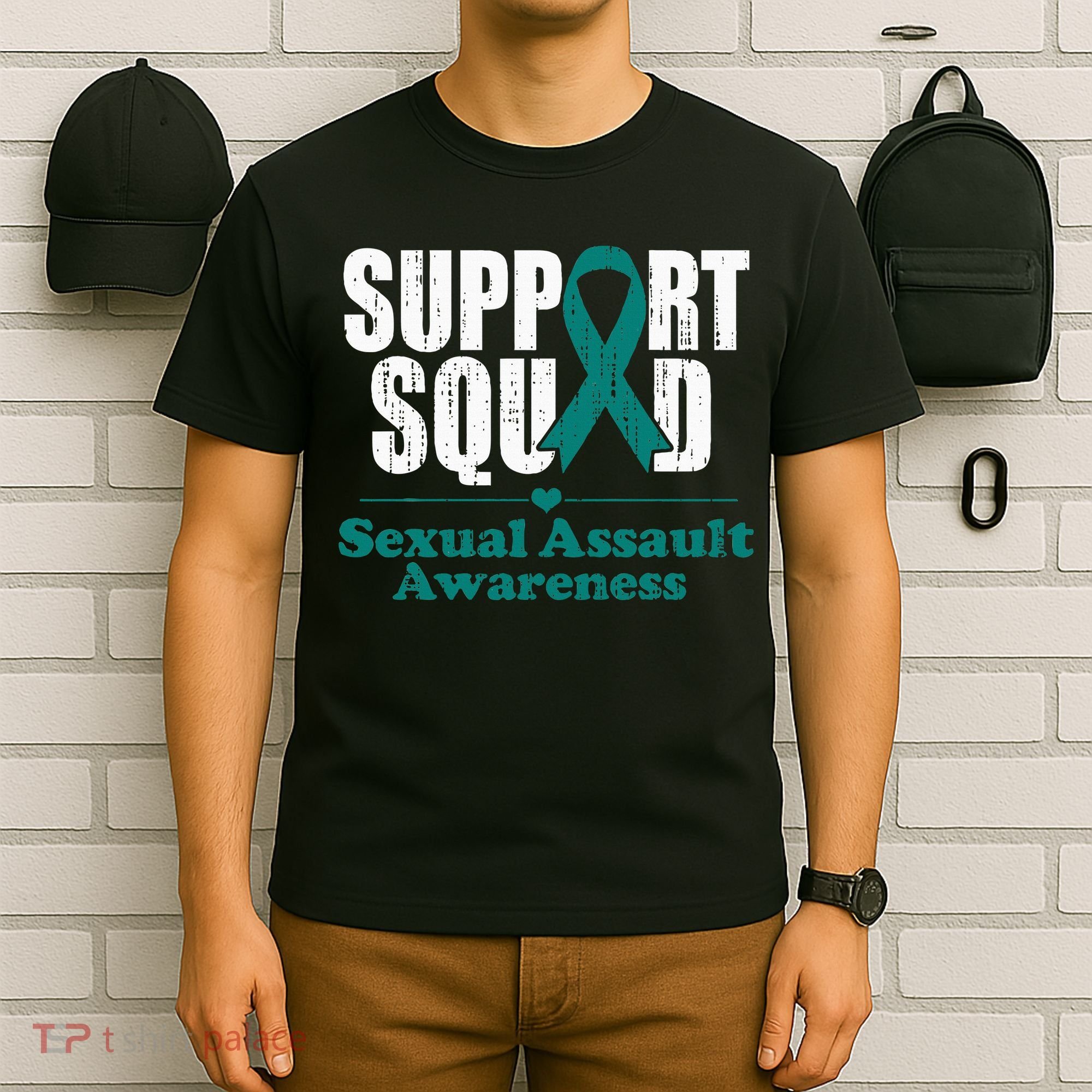 Support Squad Sexual Assault Awareness Month Teal Ribbon T-Shirt