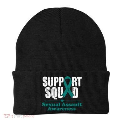 Support Squad Sexual Assault Awareness Month Teal Ribbon Beanie