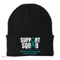 Support Squad Sexual Assault Awareness Month Teal Ribbon Beanie thumb 0