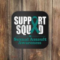 Support Squad Sexual Assault Awareness Month Teal Ribbon Coaster thumb 0