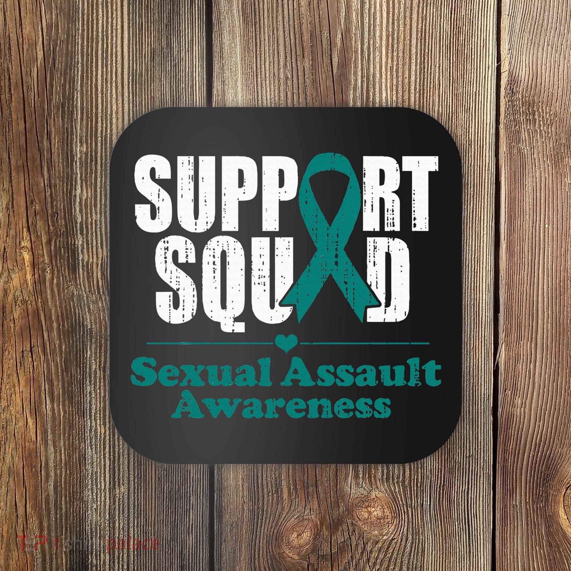 Support Squad Sexual Assault Awareness Month Teal Ribbon Coaster