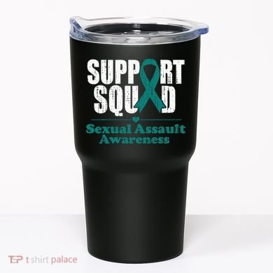 Support Squad Sexual Assault Awareness Month Teal Ribbon Tumbler