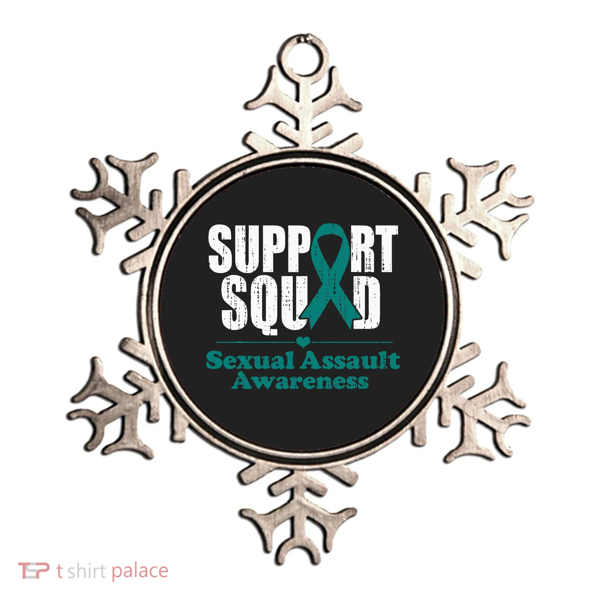 Support Squad Sexual Assault Awareness Month Teal Ribbon Ornament