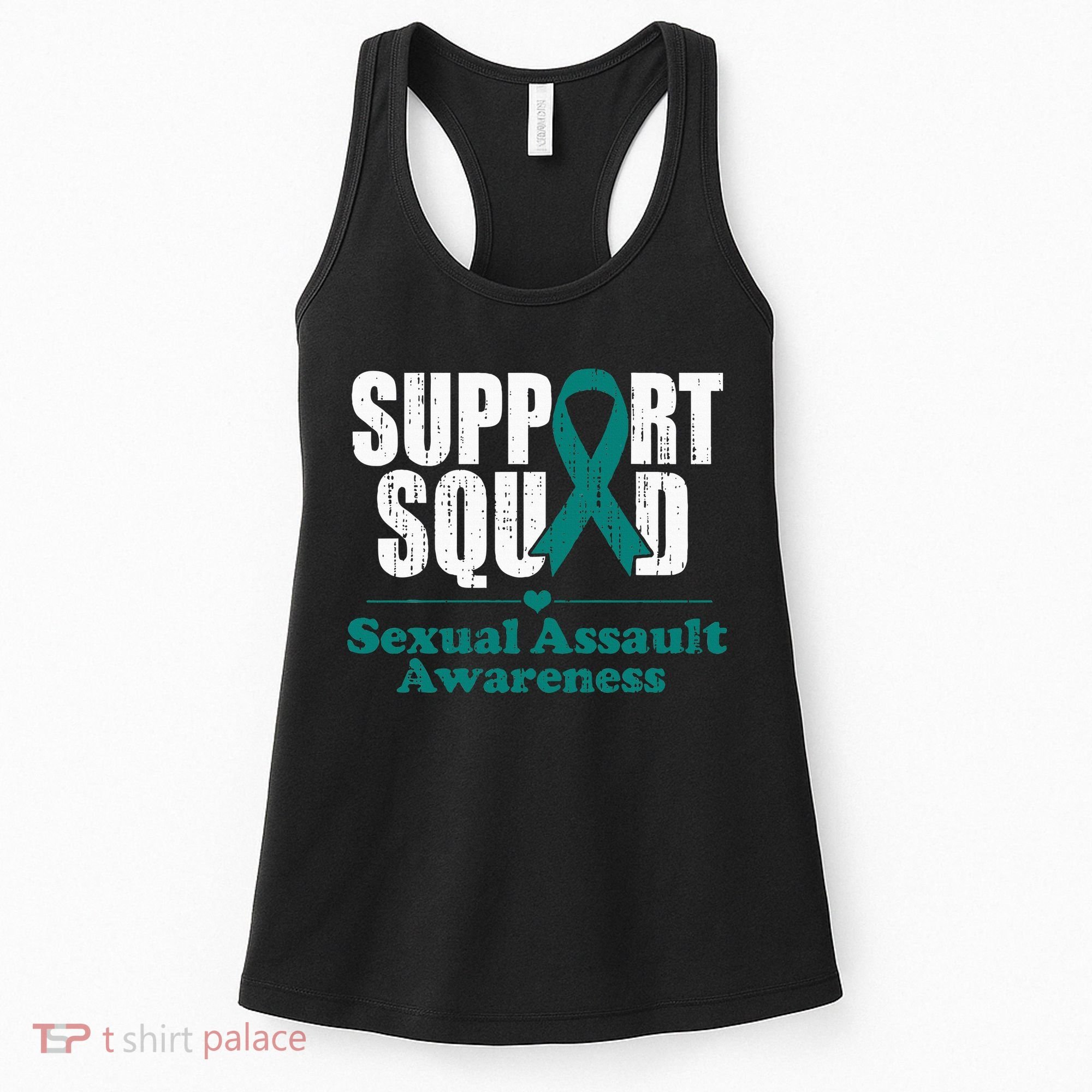 Support Squad Sexual Assault Awareness Month Teal Ribbon Women's Tank Top