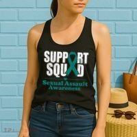Support Squad Sexual Assault Awareness Month Teal Ribbon Women's Tank Top thumb 2