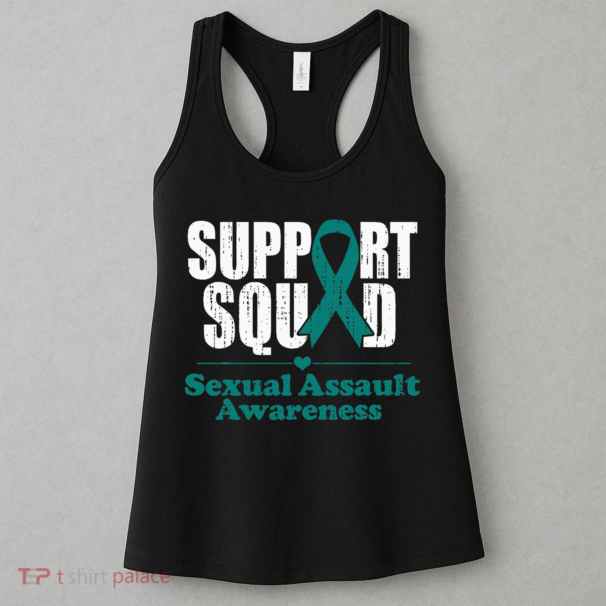 Support Squad Sexual Assault Awareness Month Teal Ribbon Women's Tank Top