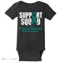 Support Squad Sexual Assault Awareness Month Teal Ribbon Baby Bodysuit thumb 0