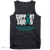Support Squad Sexual Assault Awareness Month Teal Ribbon Tank Top thumb 0