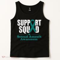 Support Squad Sexual Assault Awareness Month Teal Ribbon Tank Top thumb 2