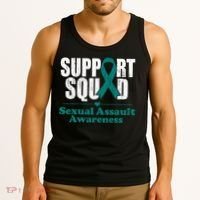 Support Squad Sexual Assault Awareness Month Teal Ribbon Tank Top thumb 3