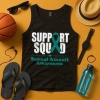Support Squad Sexual Assault Awareness Month Teal Ribbon Tank Top thumb 4