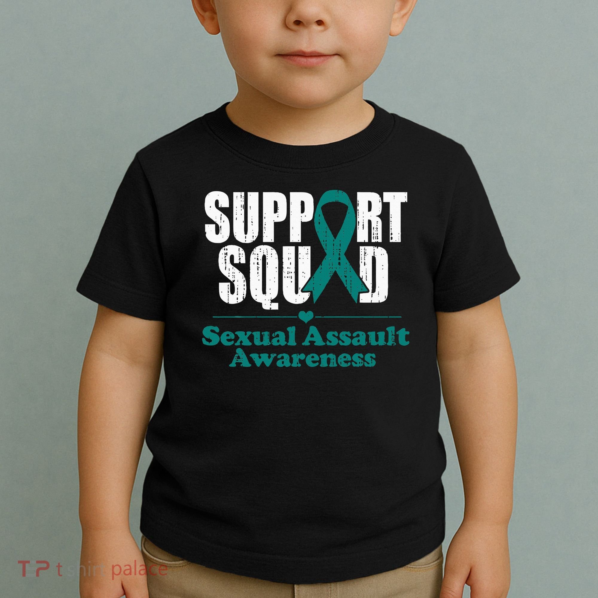 Support Squad Sexual Assault Awareness Month Teal Ribbon Toddler T-Shirt