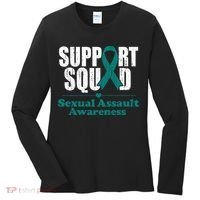 Support Squad Sexual Assault Awareness Month Teal Ribbon Women's Long Sleeve Shirt thumb 0