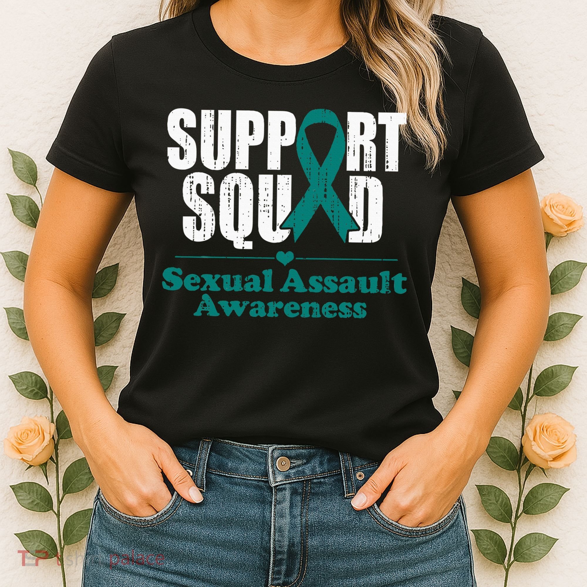 Support Squad Sexual Assault Awareness Month Teal Ribbon Women's T-Shirt