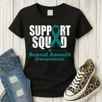 Support Squad Sexual Assault Awareness Month Teal Ribbon Women's T-Shirt thumb 3