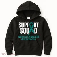 Support Squad Sexual Assault Awareness Month Teal Ribbon Kids Hoodie thumb 0