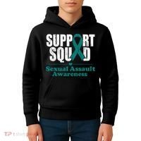 Support Squad Sexual Assault Awareness Month Teal Ribbon Kids Hoodie thumb 4