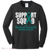 Support Squad Sexual Assault Awareness Month Teal Ribbon Kids Long Sleeve Shirt thumb 0
