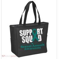 Support Squad Sexual Assault Awareness Month Teal Ribbon Tote Bag thumb 2